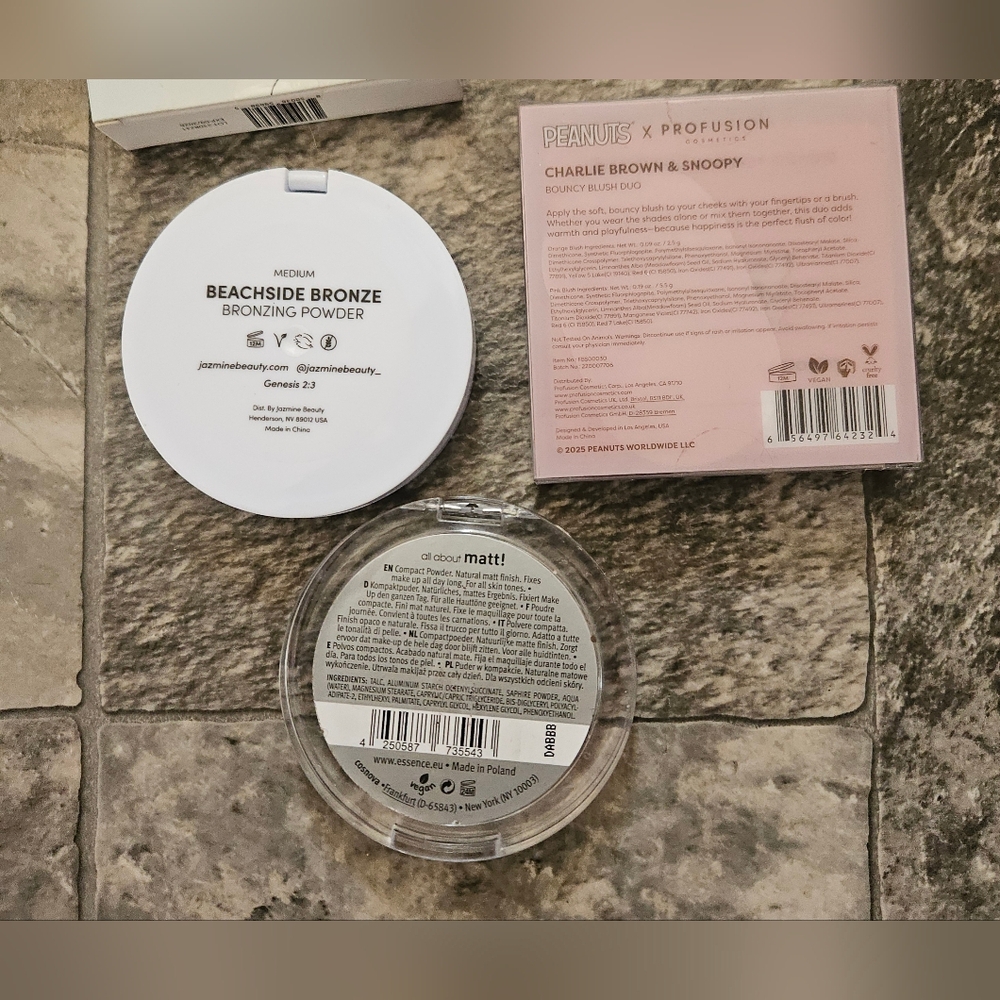 Essence All About Matt, Jasmine Beauty Bronzer & Profusion x Peanuts Blush BNIB - Picture 4 of 12